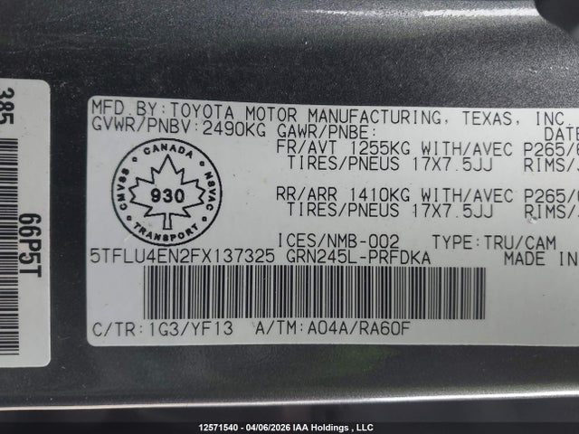 Aukcja sprzedaży 2015 Toyota Tacoma Double Cab/trd Pro, vin: 5TFLU4EN2FX137325, numer aukcji: 12571540