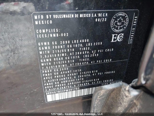 3VV4X7B22PM381783 Volkswagen TAOS SEL