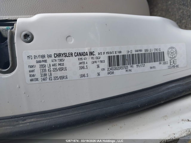 Aukcja sprzedaży 2013 Dodge Grand Caravan Se, vin: 2C4RDGBG2DR597629, numer aukcji: 12571574