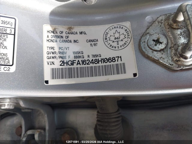 Aukcja sprzedaży 2008 Honda Civic Dx/dx-a, vin: 2HGFA16248H106871, numer aukcji: 12571591