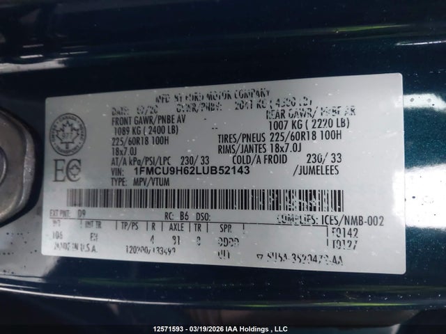 1FMCU9H62LUB52143 Ford Escape