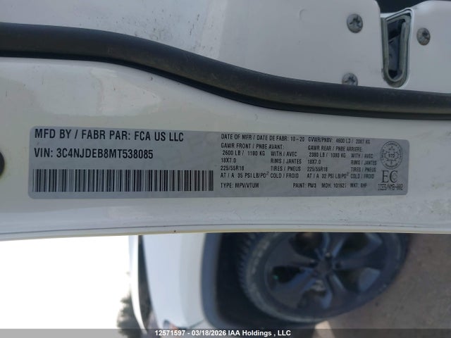 Aukcja sprzedaży 2021 Jeep Compass 80th Edition, vin: 3C4NJDEB8MT538085, numer aukcji: 12571597