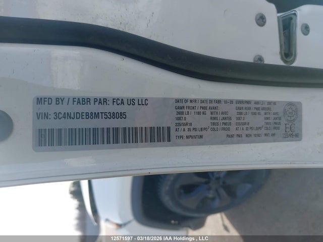 Aukcja sprzedaży 2021 Jeep Compass 80th Edition, vin: 3C4NJDEB8MT538085, numer aukcji: 12571597