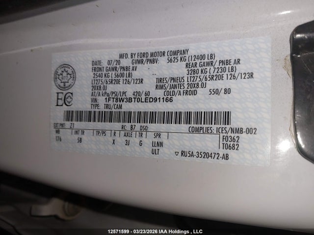 1FT8W3BT0LED91166 Ford F-350 Lariat