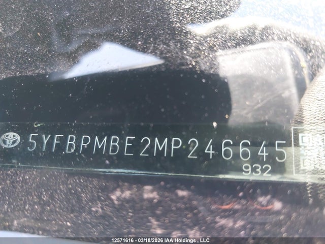 Aukcja sprzedaży 2021 Toyota Corolla Le, vin: 5YFBPMBE2MP246645, numer aukcji: 12571616