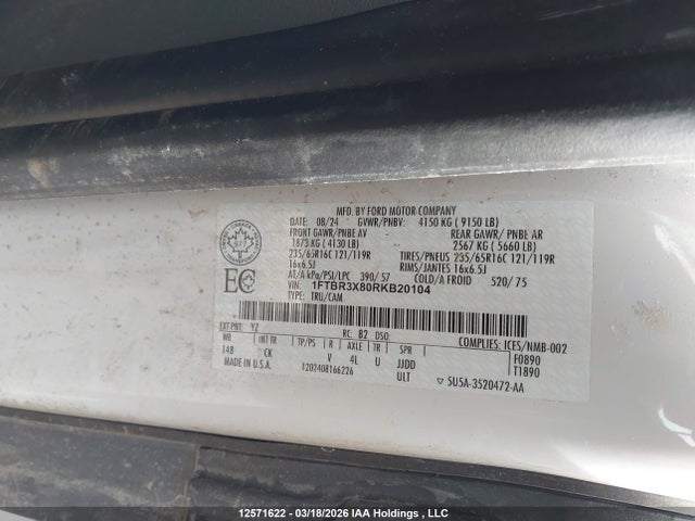 Продажа на аукционе авто 2024 Ford Transit T-250, vin: 1FTBR3X80RKB20104, номер лота: 12571622