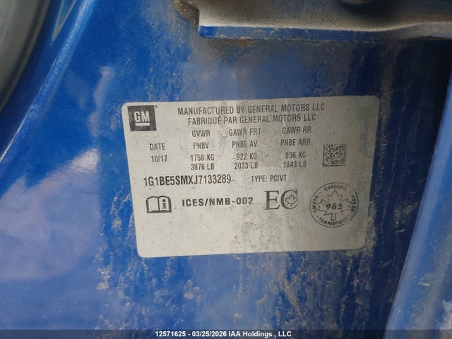 1G1BE5SMXJ7133289 Chevrolet CRUZE LT