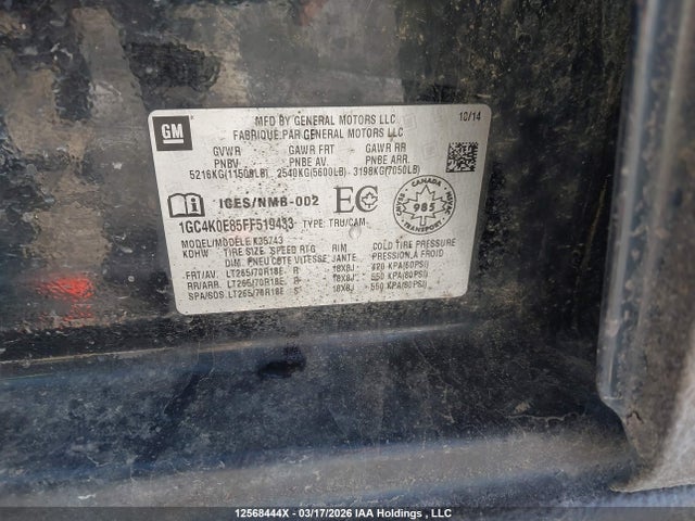 1GC4K0E85FF519433 Chevrolet Silverado 3500hd Ltz