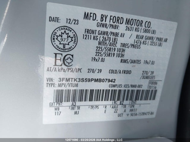 Aukcja sprzedaży 2023 Ford Mustang Mach-e Premium, vin: 3FMTK3S59PMB07942, numer aukcji: 12571690