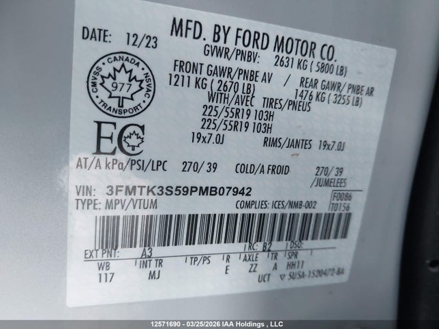 Aukcja sprzedaży 2023 Ford Mustang Mach-e Premium, vin: 3FMTK3S59PMB07942, numer aukcji: 12571690