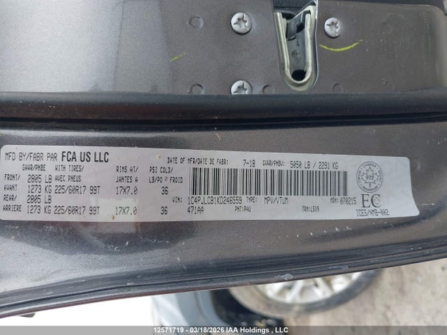1C4PJLCB1KD246559 Jeep Cherokee Latitude