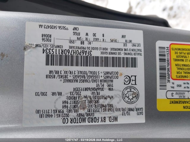Продажа на аукционе авто 2013 Ford Fusion, vin: 3FA6P0H76DR115334, номер лота: 12571747