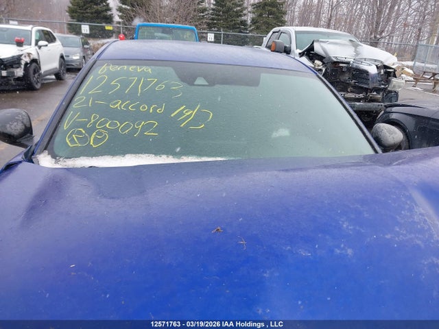 Продаж на аукціоні авто 2021 Honda Accord Sedan, vin: 1HGCV1F2XMA800092, номер лоту: 12571763