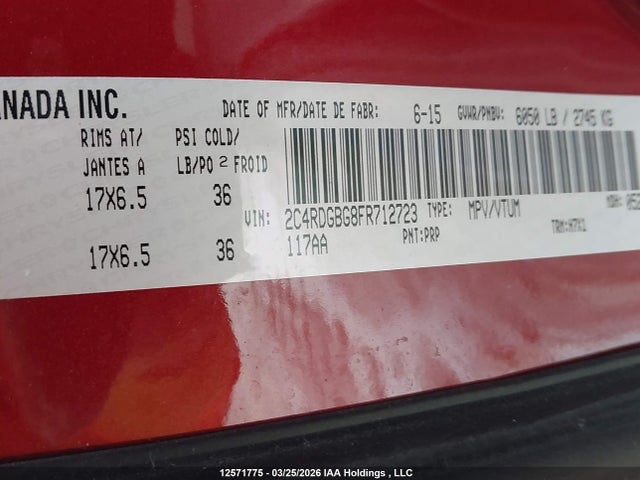 2C4RDGBG8FR712723 Dodge Grand Caravan