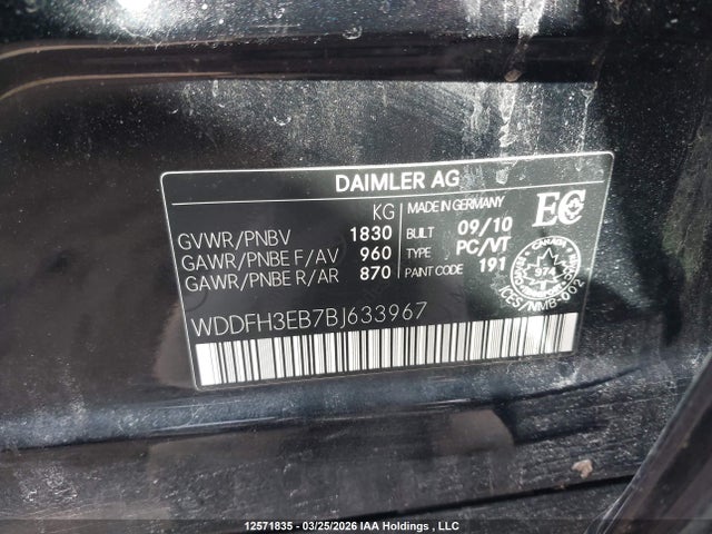 12571835 :رقم المزاد ، WDDFH3EB7BJ633967 vin ، 2011 Mercedes-benz B200 T مزاد بيع