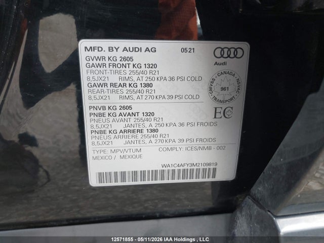 WA1C4AFY3M2109819 Audi Sq5 Prestige