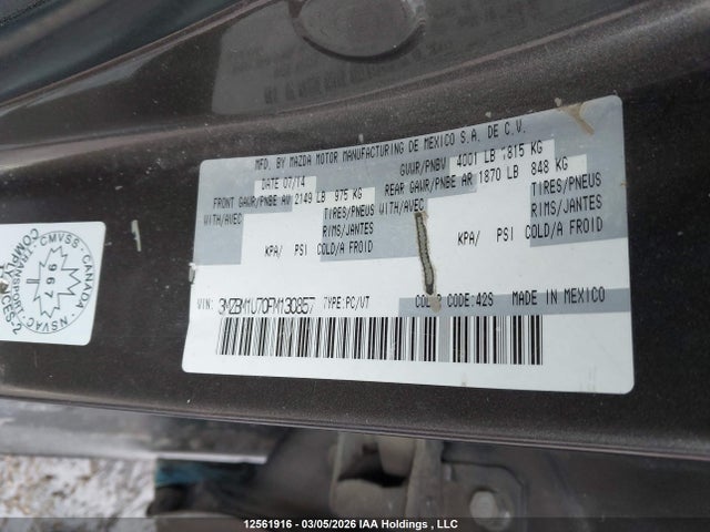 3MZBM1U70FM130857 Mazda Mazda3 Gx