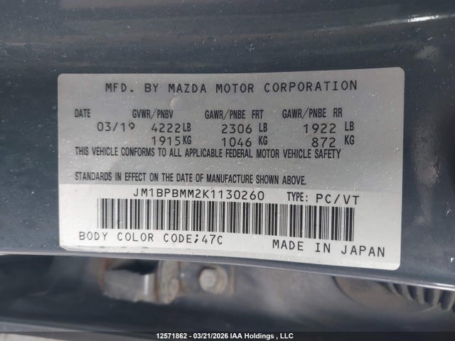 JM1BPBMM2K1130260 Mazda Mazda3 Gt