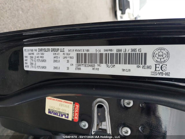 Продаж на аукціоні авто 2014 Ram 1500 Sport, vin: 1C6RR7MT8ES340669, номер лоту: 12540157