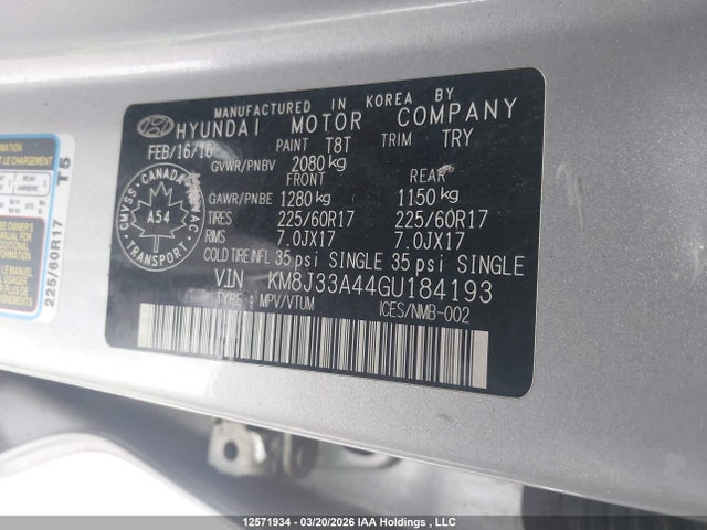 KM8J33A44GU184193 Hyundai Tucson Premium