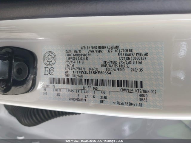 1FTFW3L53SKE50654 Ford F150 Xlt