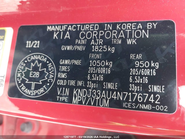 KNDJ33AU4N7176742 KIA Soul Ex/ex Premium/ex+/gt-line Limited