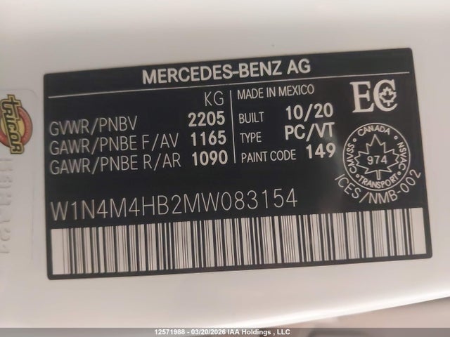 Продаж на аукціоні авто 2021 Mercedes-benz Glb 250 4matic, vin: W1N4M4HB2MW083154, номер лоту: 12571988