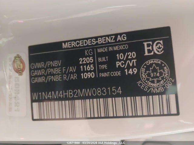 Продаж на аукціоні авто 2021 Mercedes-benz Glb 250 4matic, vin: W1N4M4HB2MW083154, номер лоту: 12571988