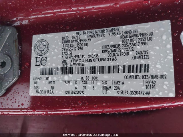 1FMCU9G9XFUB53198 Ford Escape