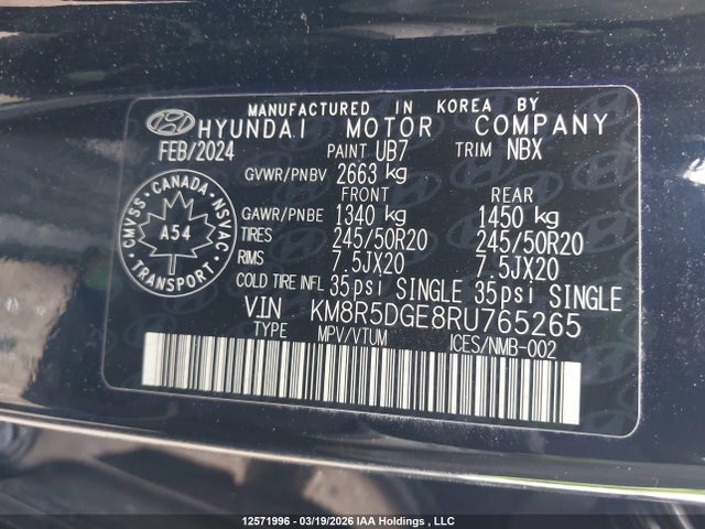 KM8R5DGE8RU765265 Hyundai Palisade