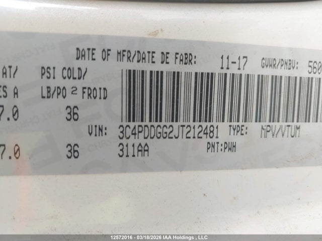 Aukcja sprzedaży 2018 Dodge Journey Crossroad, vin: 3C4PDDGG2JT212481, numer aukcji: 12572016