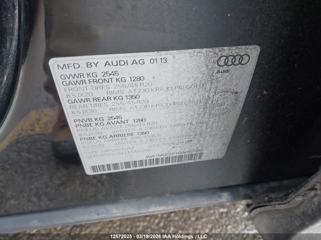 Продаж на аукціоні авто 2013 Audi Q5 3.0t Premium/3.0t Premium Plus, vin: WA1MGCFP1DA059345, номер лоту: 12572025
