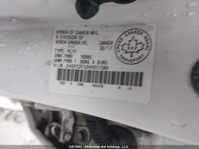 12572053 :رقم المزاد ، 2HGFC2F52HH017584 vin ، 2017 Honda Civic Lx مزاد بيع