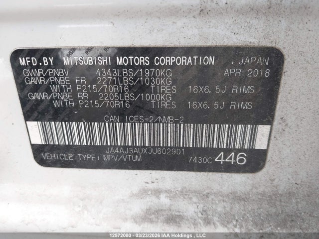 JA4AJ3AUXJU602901 Mitsubishi RVR SE