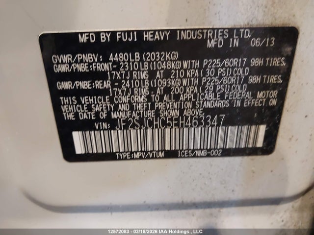 Aukcja sprzedaży 2014 Subaru Forester, vin: JF2SJCHC5EH463347, numer aukcji: 12572083