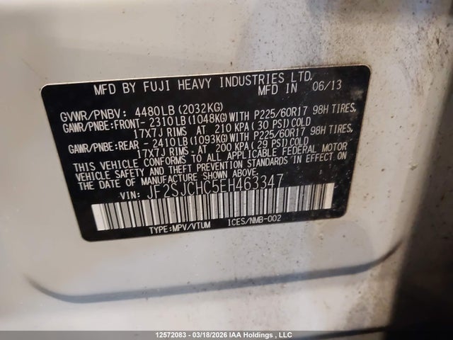 Aukcja sprzedaży 2014 Subaru Forester, vin: JF2SJCHC5EH463347, numer aukcji: 12572083