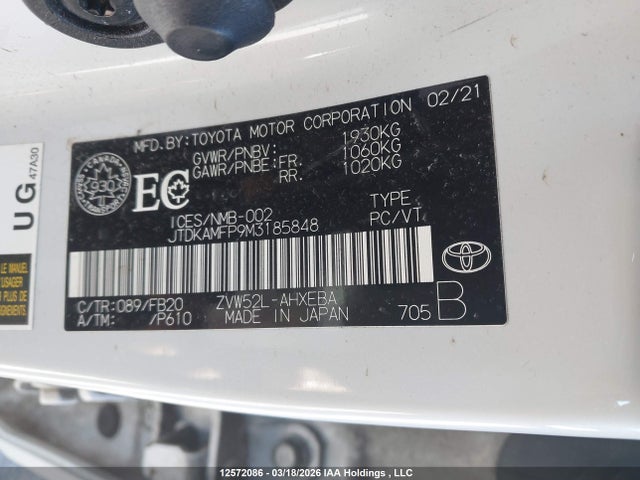 JTDKAMFP9M3185848 Toyota Prius