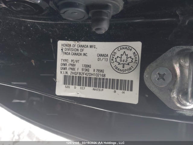 2013 Honda Civic Lx მანქანა იყიდება აუქციონზე, vin: 2HGFB2F42DH102168, აუქციონის ნომერი: 12572105