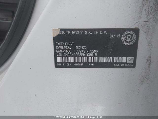 3HGGK5G58FM108915 Honda FIT LX
