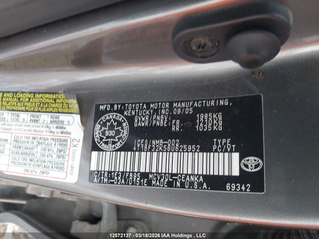 2006 Toyota Camry Le V6/se V6/xle V6 მანქანა იყიდება აუქციონზე, vin: 4T1BF32K56U625952, აუქციონის ნომერი: 12572137