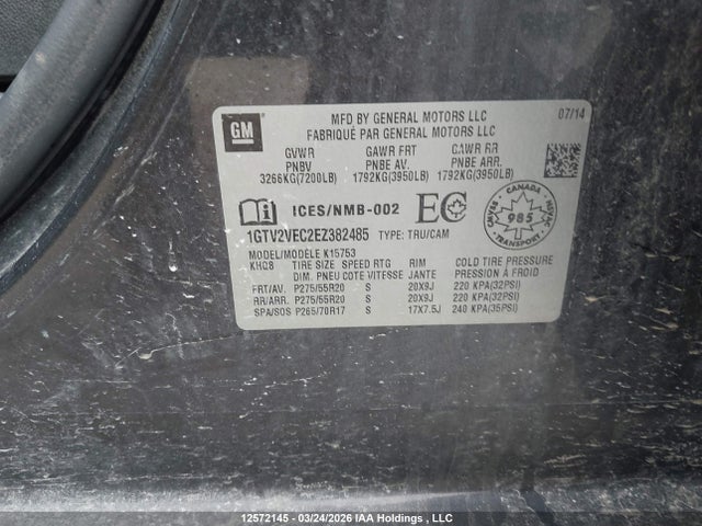 Продаж на аукціоні авто 2014 Gmc Sierra 1500, vin: 1GTV2VEC2EZ382485, номер лоту: 12572145