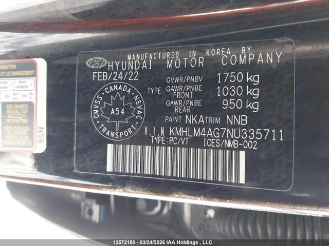 KMHLM4AG7NU335711 Hyundai Elantra Preferred Ivt