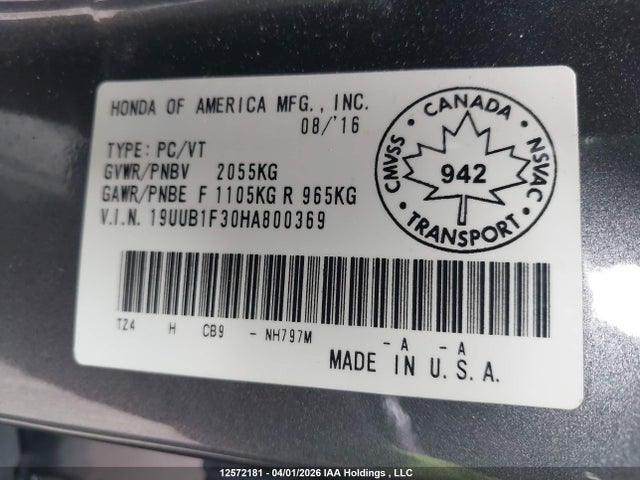 19UUB1F30HA800369 Acura TLX