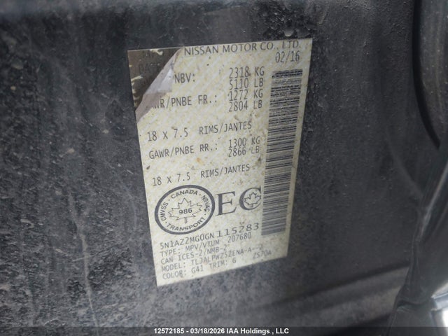 5N1AZ2MG0GN115283 Nissan Murano