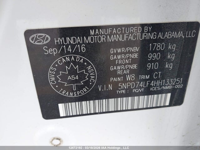 Продаж на аукціоні авто 2017 Hyundai Elantra Le, vin: 5NPD74LF4HH133251, номер лоту: 12572192
