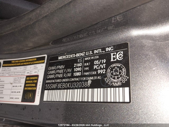 55SWF8EB0KU320388 Mercedes-Benz C 300 4matic
