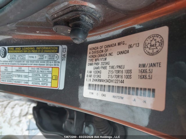 Продаж на аукціоні авто 2013 Honda Cr-v Lx, vin: 2HKRM4H34DH122144, номер лоту: 12572200