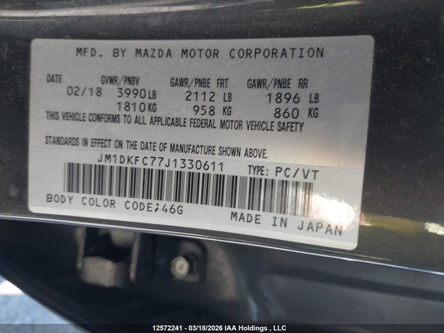 Продажа на аукционе авто 2018 Mazda Cx-3 Touring, vin: JM1DKFC77J1330611, номер лота: 12572241