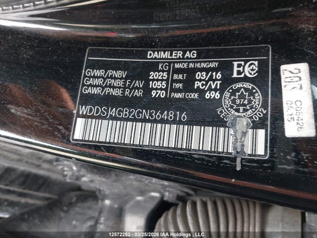Auction sale of the 2016 Mercedes-benz Cla 250 4matic, vin: WDDSJ4GB2GN364816, lot number: 12572252