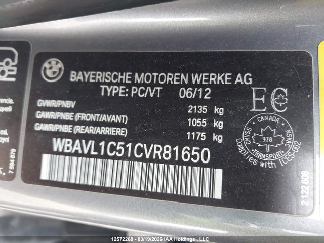 Aukcja sprzedaży 2012 Bmw X1 Xdrive28i, vin: WBAVL1C51CVR81650, numer aukcji: 12572268